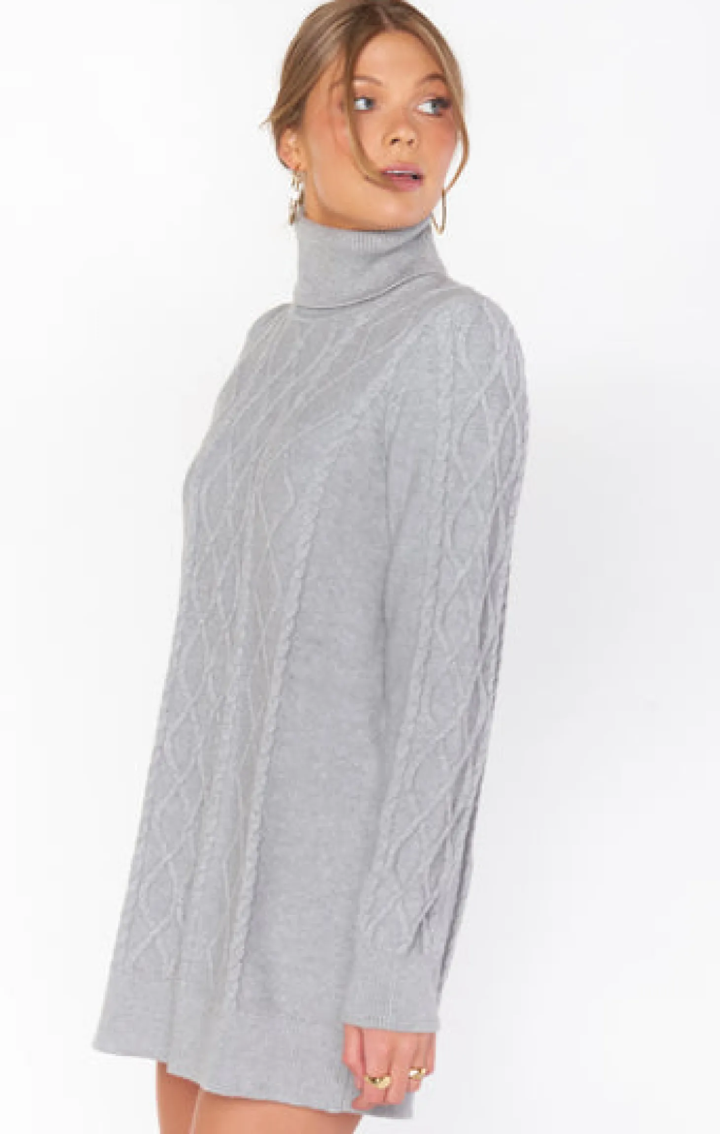 Montreal Mini Dress - Grey Cable Knit