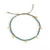 Navy Beaded Bracelet With Dangling Leaves