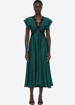 Noa Satin V-Neck Maxi Dress ~Teal