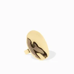 Oversized Hammered Oval Ring ~ Gold