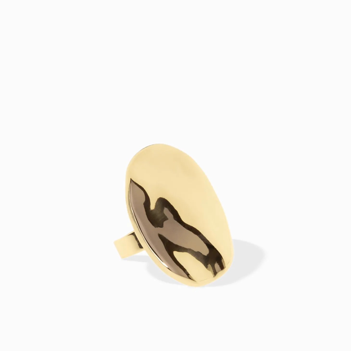 Oversized Hammered Oval Ring ~ Gold