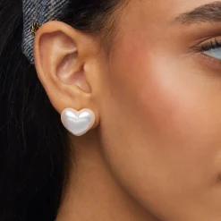 Pearl Heart Studs