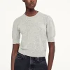 Pointelle Puff Sleeve Sweater ~ Light Heather Grey