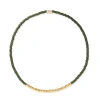 Praew Bracelet Beaded with Gold Accents ~ Forest Green