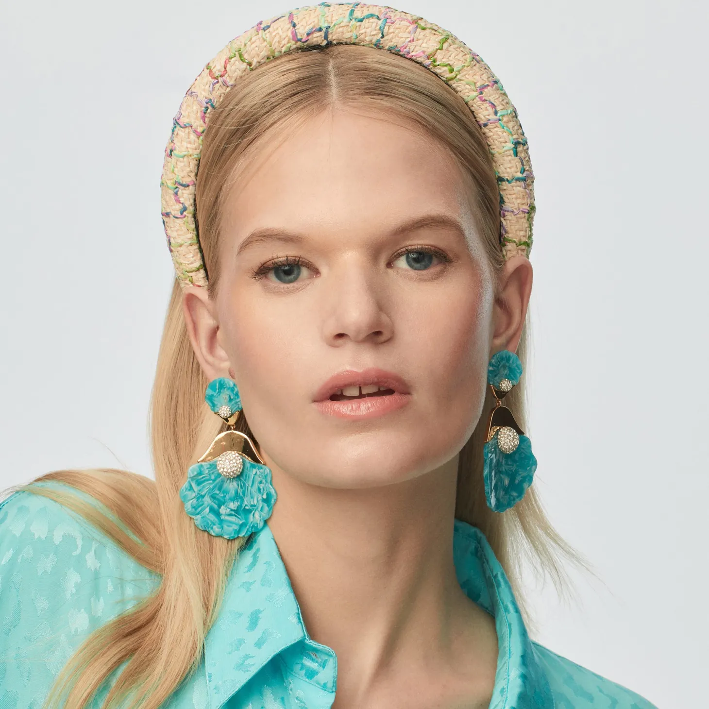 Rafia Alice Headband ~ Mermaid Rainbow