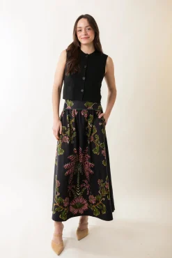 Ravenala Black Midi Skirt