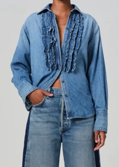 Ruffle Tuxedo Shirt in Alta