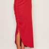 Shirred Midi Skirt~ Red Rock