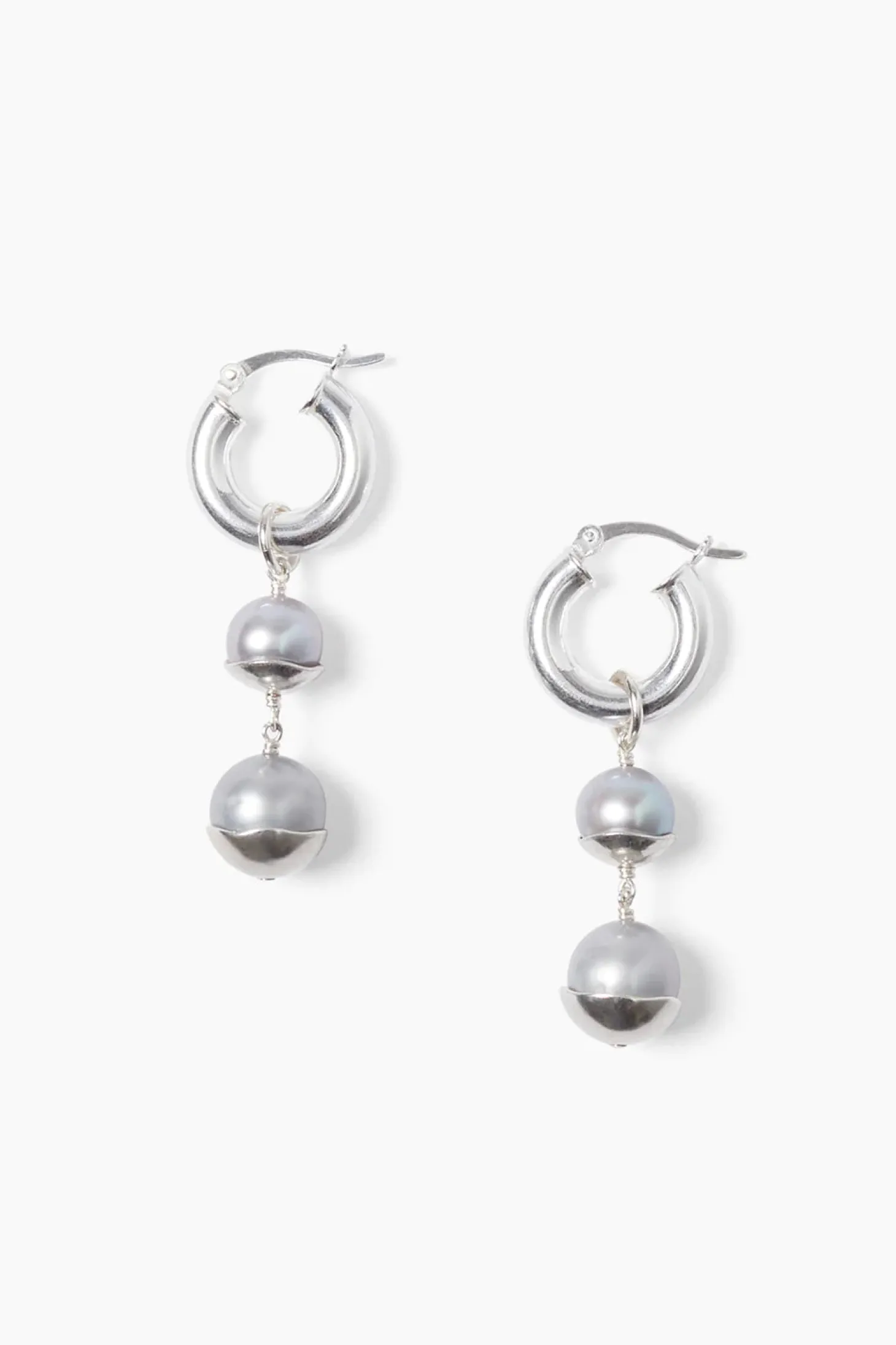 Silver Dipped Tiered Hoop Earring