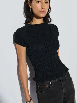 Sissi Smocked Top ~ Jet Black