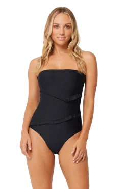 Spliced Bandeau One Piece - Black