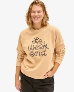 Sweatshirt ~ Sand w/ Embroidered Navy Le Weeekend