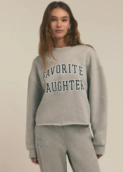 The Cropped Collegiate Sweatshirt ~ Heather Grey Navy