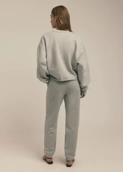 The Cropped Collegiate Sweatshirt ~ Heather Grey Navy
