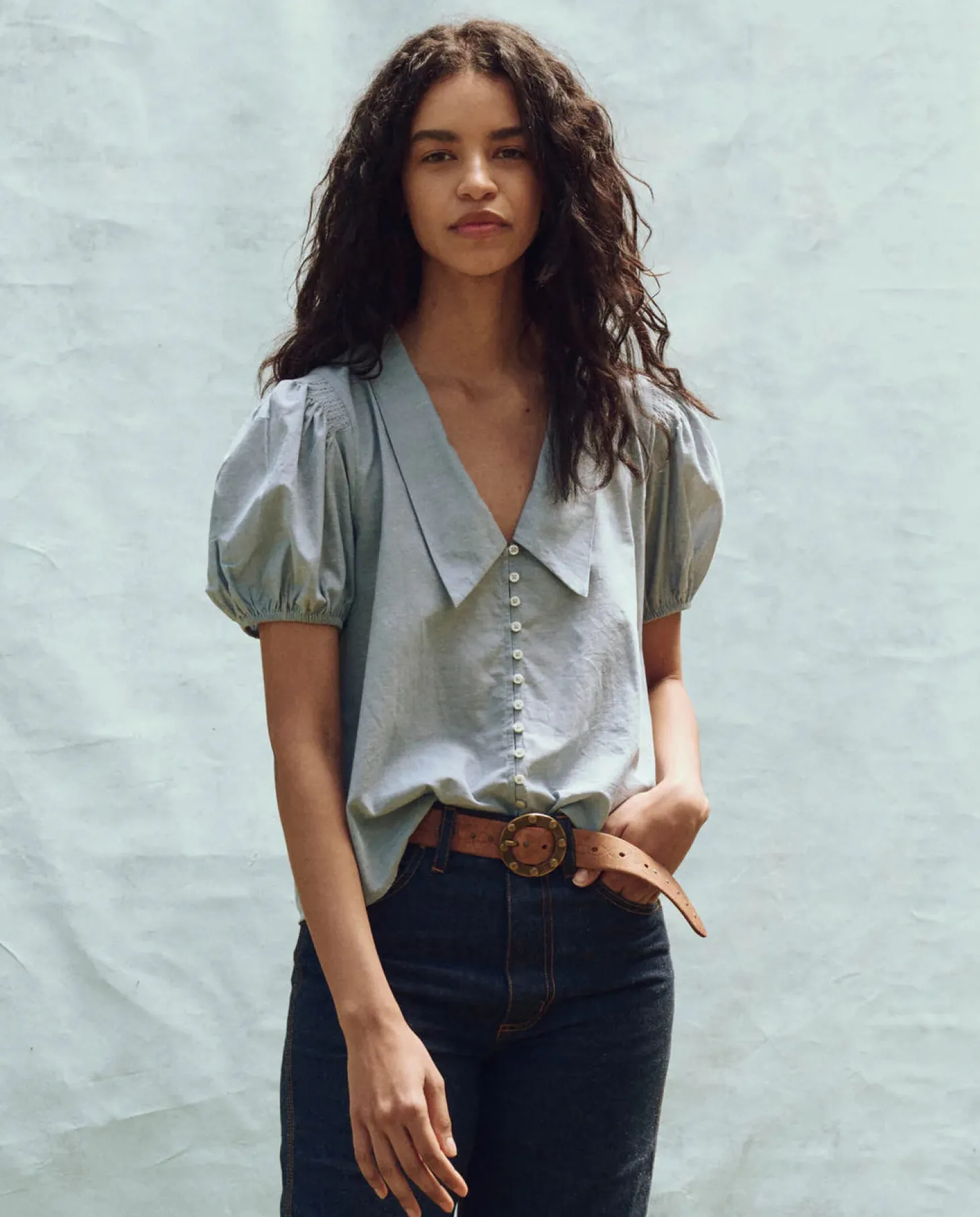 The Fairway Top ~ Light Chambray