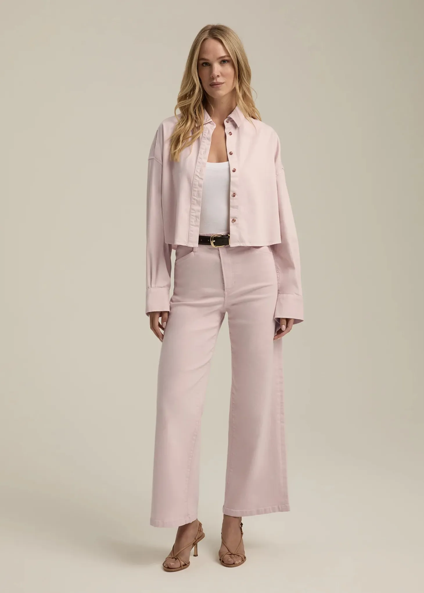 The Mischa Super High Rise Wide Ankle ~ Pale Pink