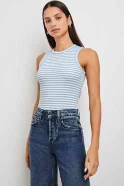 The Racer Tank ~ Chambray Blue Stripe