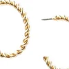 Thin Twisted Hoop ~ Gold