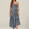 Tropical Flight Stripes Midi Dress