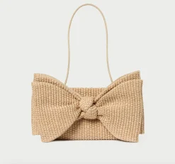 Valerie Natural Woven Bow Clutch