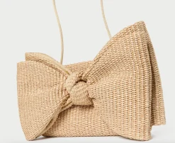 Valerie Natural Woven Bow Clutch