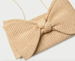 Valerie Natural Woven Bow Clutch