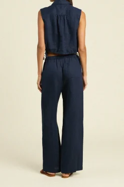 Vera Pant ~ Navy Linen