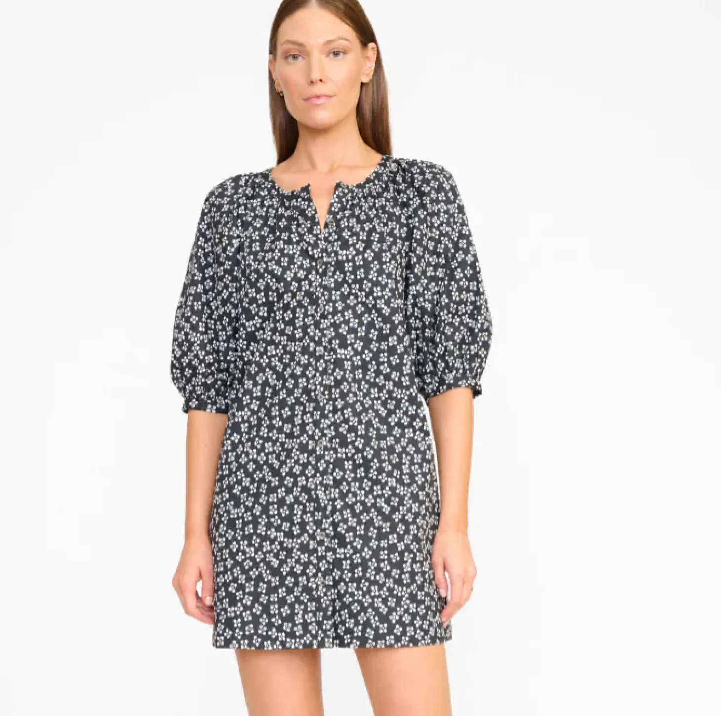 Vincent Mini Dress ~ Black Woodblock Floral