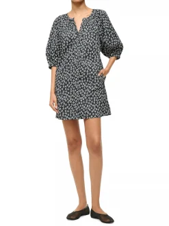 Vincent Mini Dress ~ Black Woodblock Floral