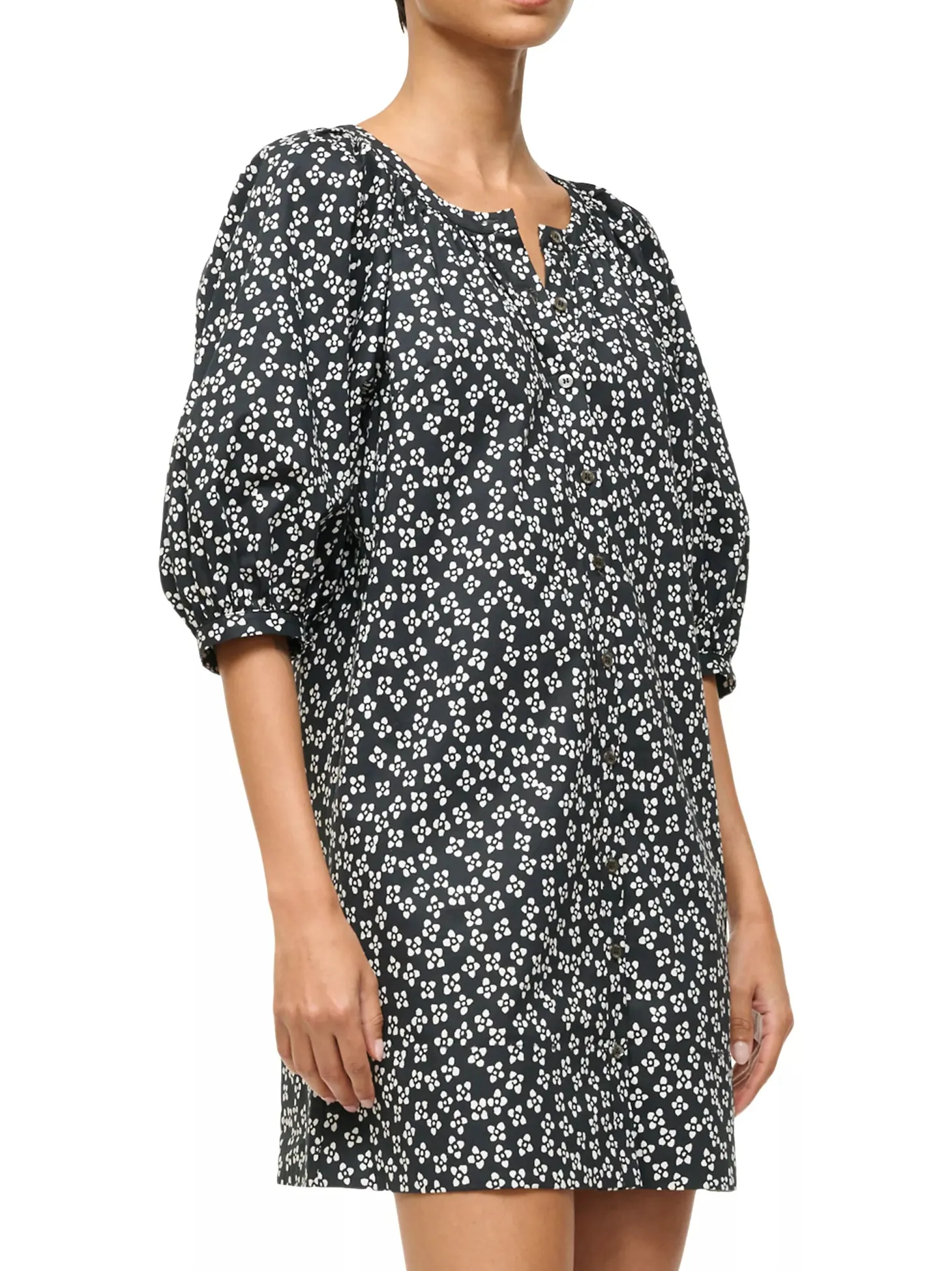 Vincent Mini Dress ~ Black Woodblock Floral
