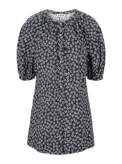 Vincent Mini Dress ~ Black Woodblock Floral
