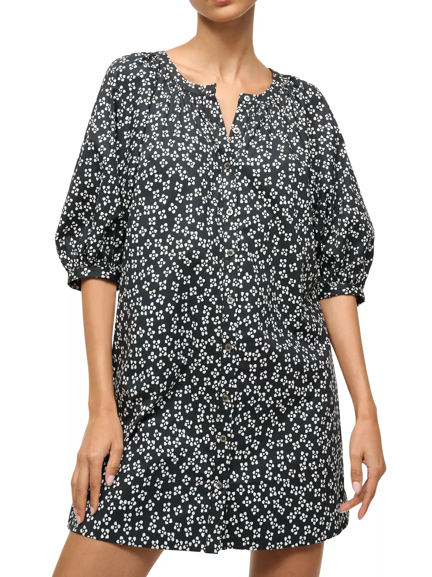 Vincent Mini Dress ~ Black Woodblock Floral