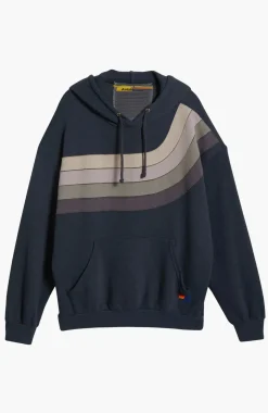 Wave Stripe 4 Pullover Hoodie Relaxed~ Charcoal