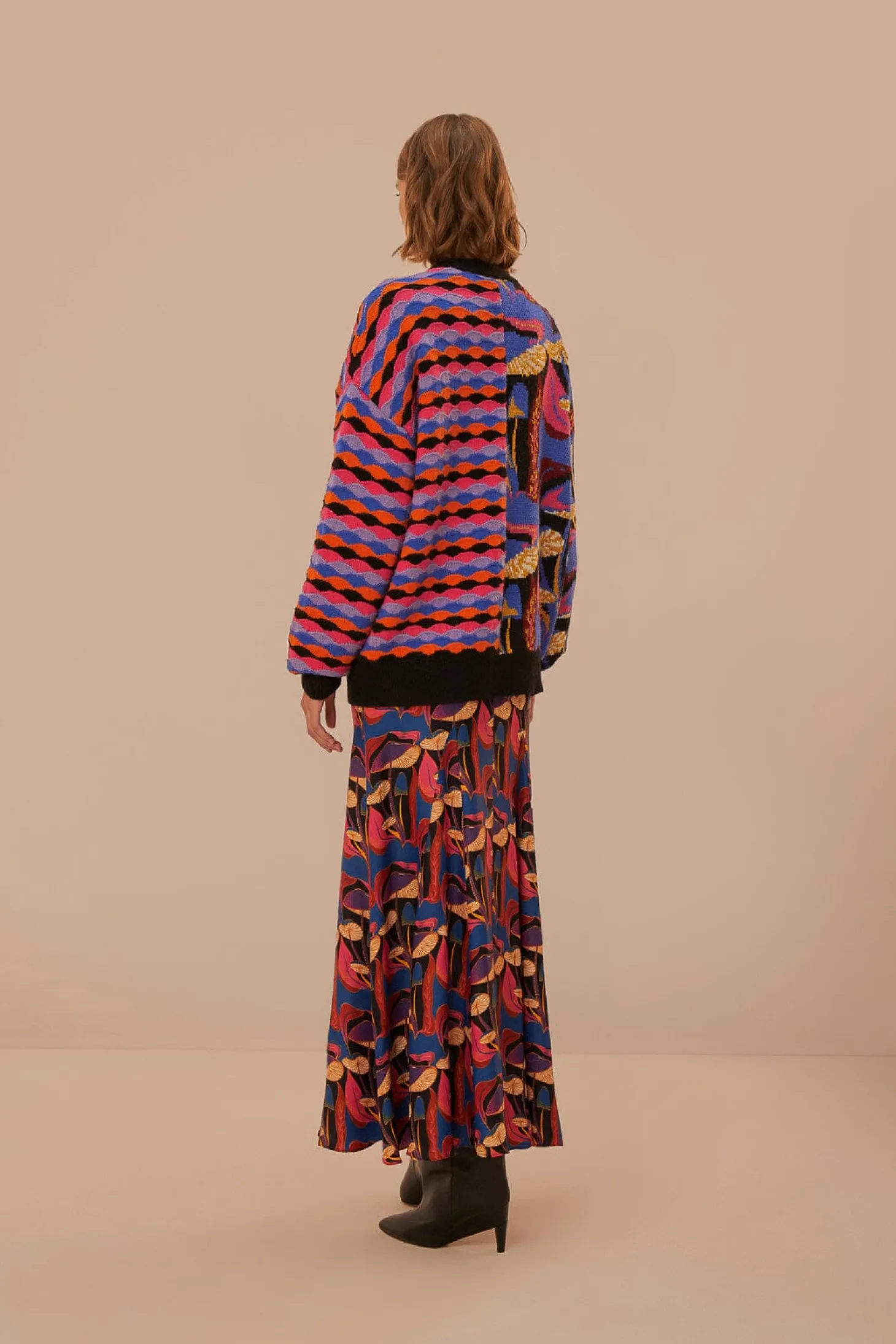 Wild Mushrooms Maxi Skirt ~ Black