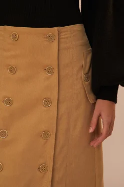 Yoked Midi Skirt ~ Brown